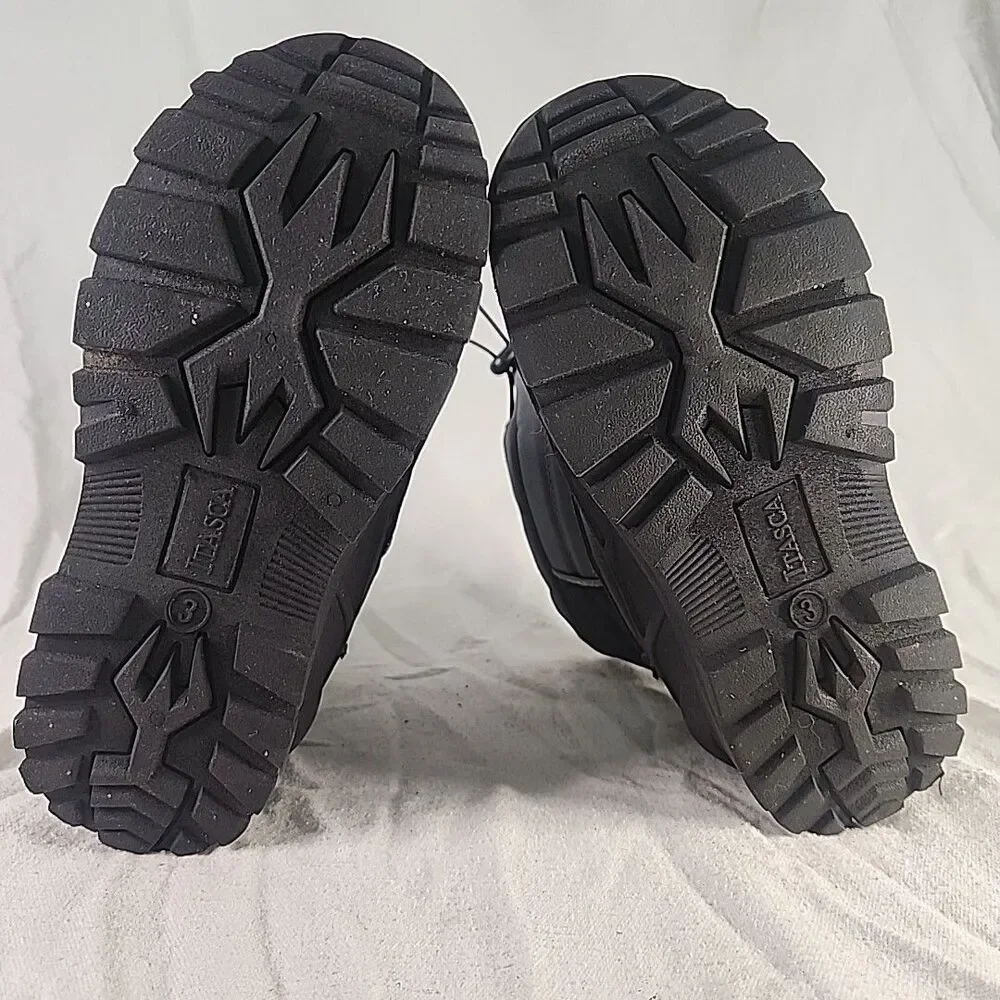 Boots Kid 3 Itasca Insulated Waterproof Canvas & Rubber Winter Snow Grey & Black